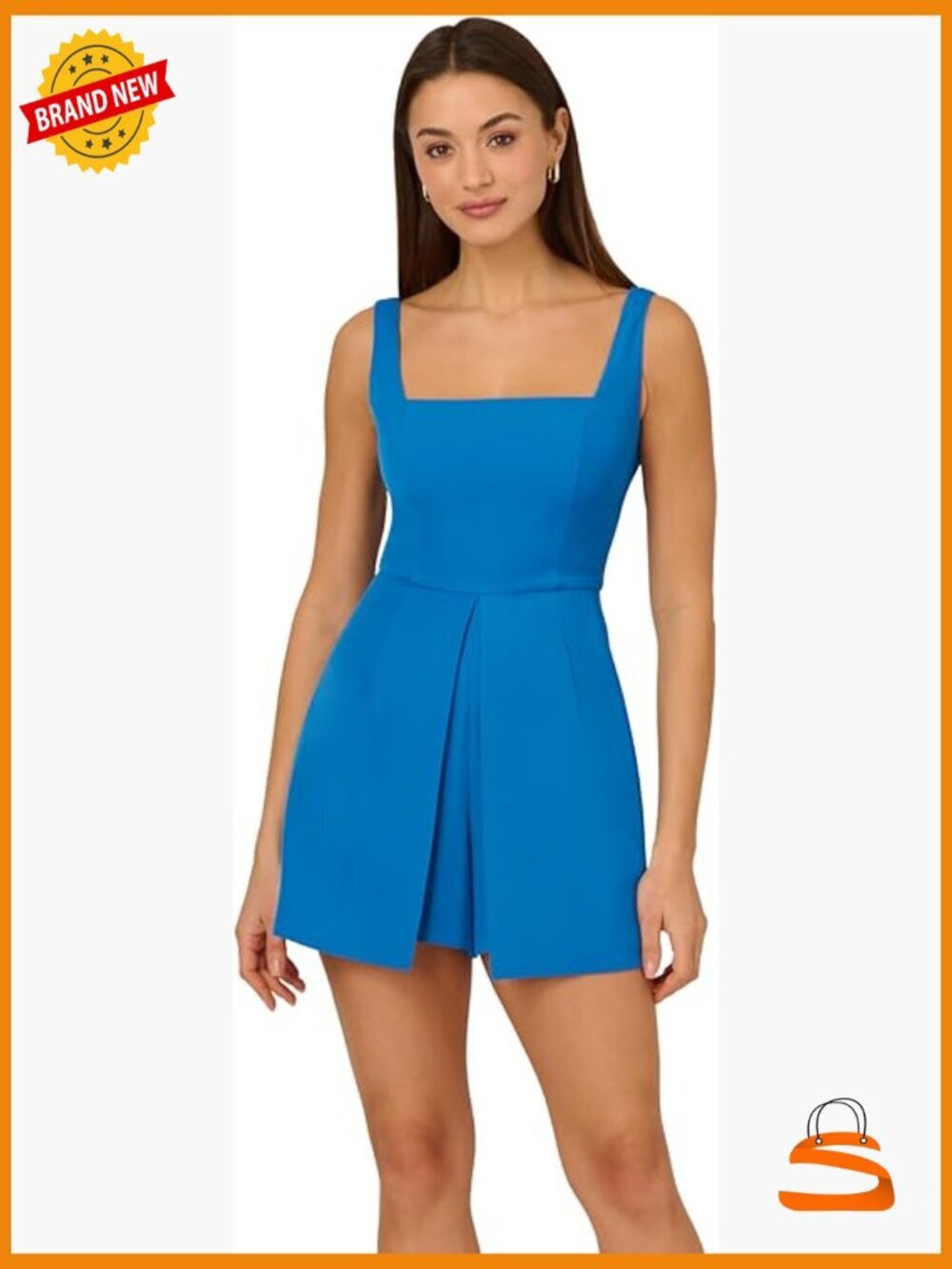Square Neck Crepe Romper with Zip Back - Size 4